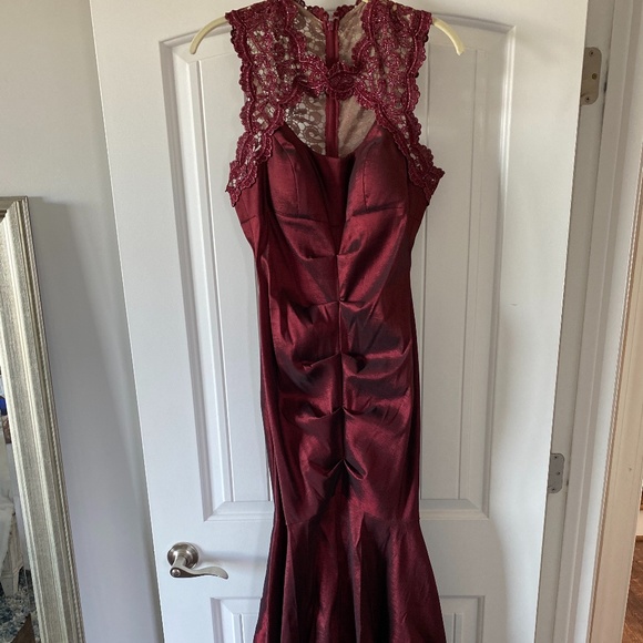 COPY - Xscape Maroon lace formal gown - Picture 2 of 5